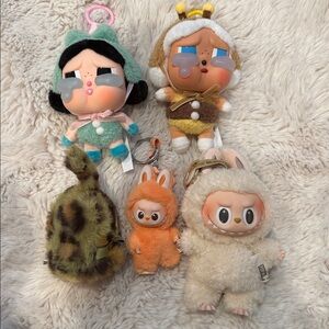 Pop mark crybaby, labubu, Keychain Dolls in Cream, Teal, Brown
